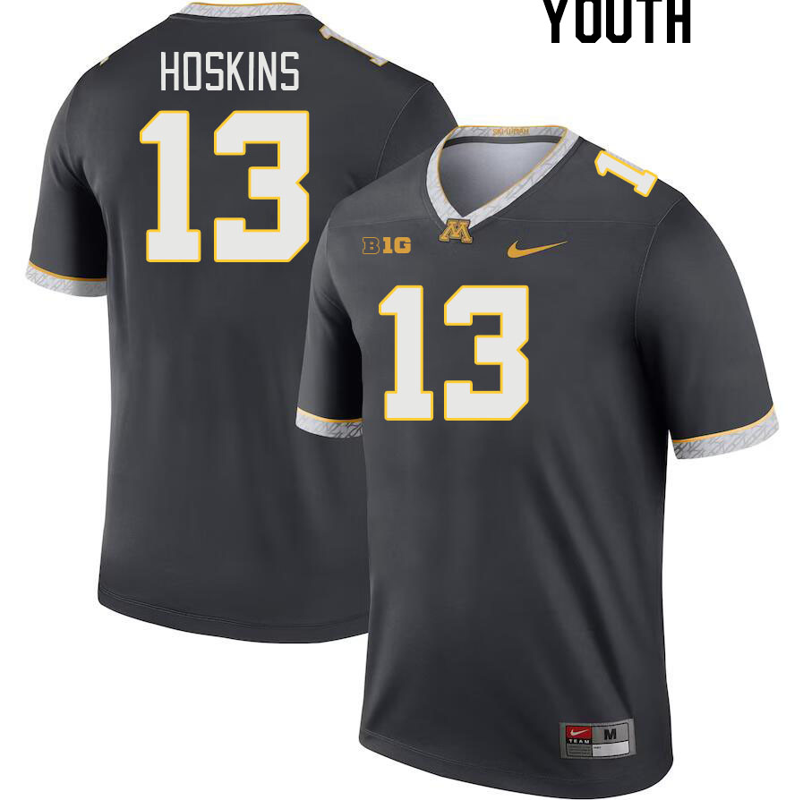 Youth #13 Kristen Hoskins Minnesota Golden Gophers College Football Jerseys Stitched-Charcoal